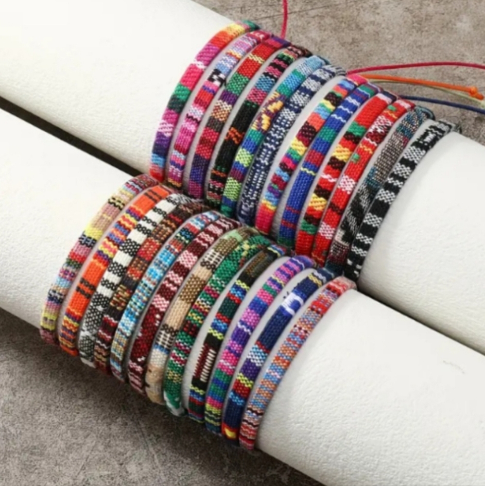 24 Colorful Woven Bohemian Bracelets - Picture 2 of 5